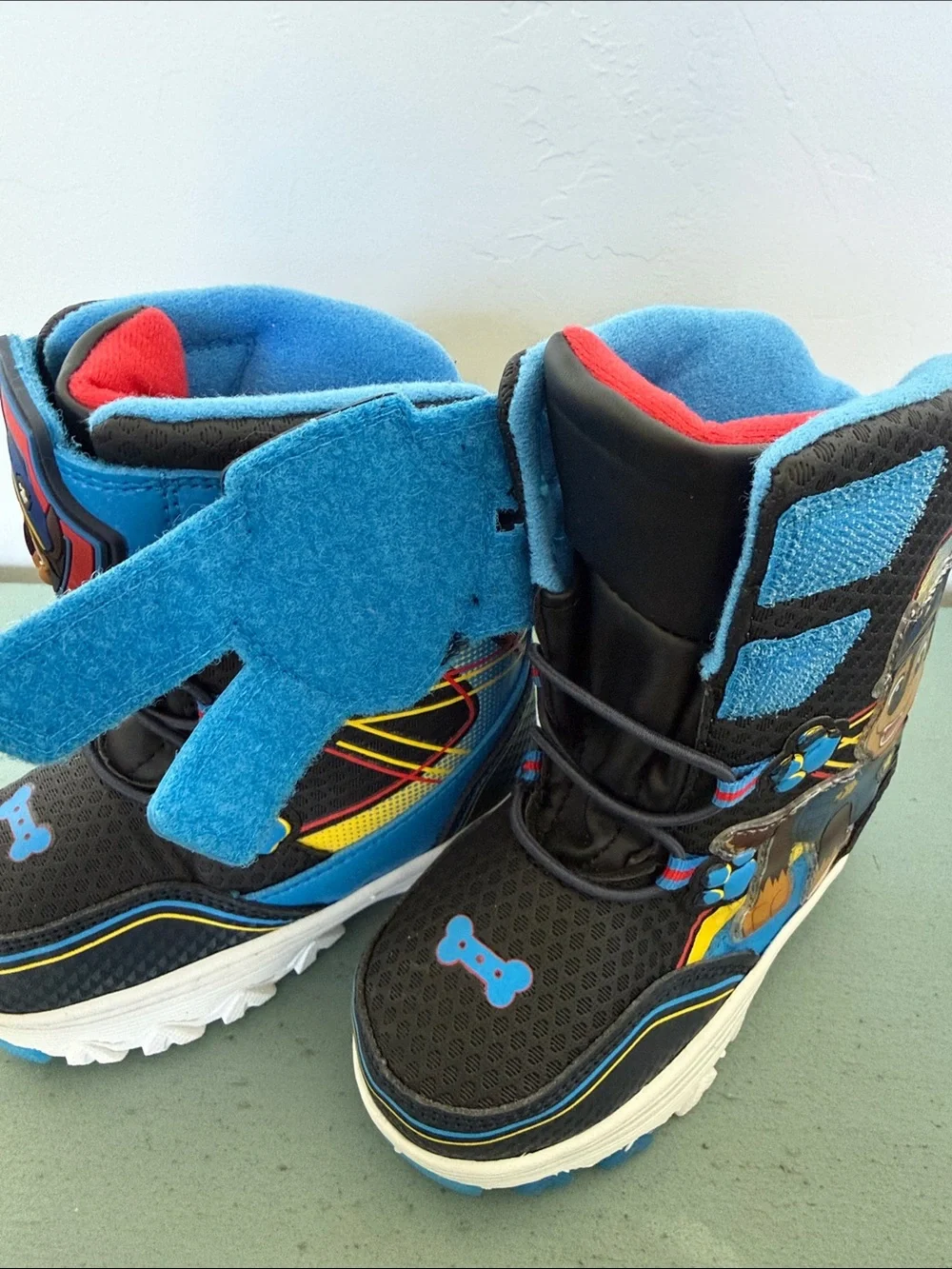 Toddler Winter Snow Boots Light Up Boys Blue Paw Patrol Chase Marshall Size 8